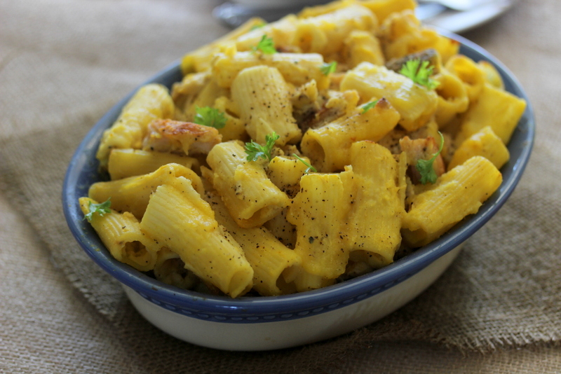 Pasta Al Forno (Baked Ziti) with Pumpkin and Chicken (Diary Free)