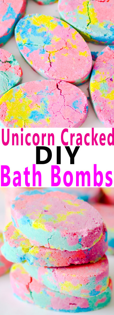 Make these easy unicorn cracked bath bombs can be made at home with a few simple ingredients for the perfect gift and a relaxing bath time.