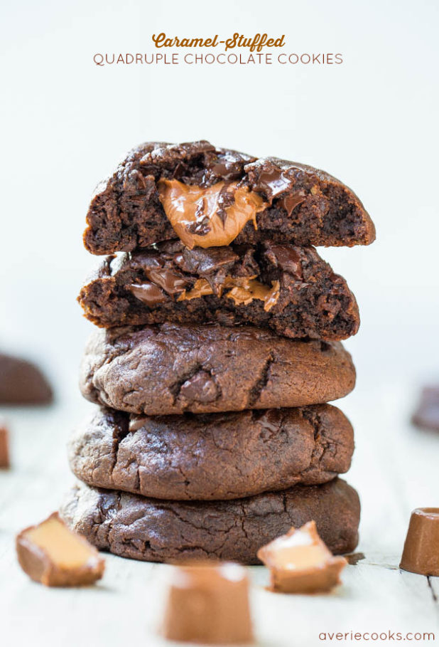 The cookies are thicker, bakery-style cookies that are bold and rich, and are oozing with melted chocolate and stuffed with Rolos.